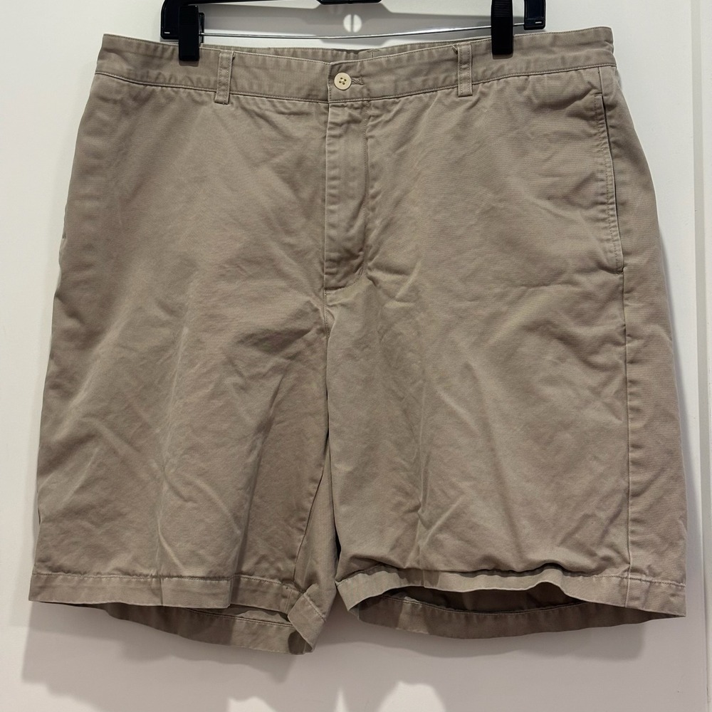 Vineyard Vines Mens Breaker Shorts Khaki Tan Flat Front Cotton Twill Size 37 9in